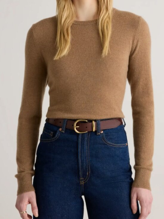 NWT Quince Allegra European Leather Belt in Expresso Brown Size Medium main image 5